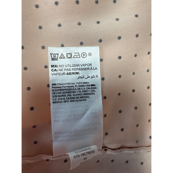 Chico's Silky Soft Pindot Half-Placket Long Sleeve Shirt Womens Size 2 US 12/14 - Picture 9 of 11